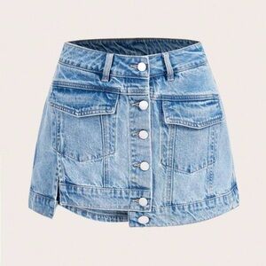Stylish Light Blue Denim Skort